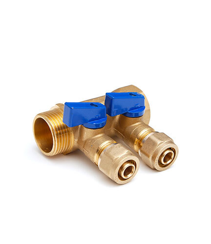 Razdelnik MS sa ventilima i adapterima fi16 plavi