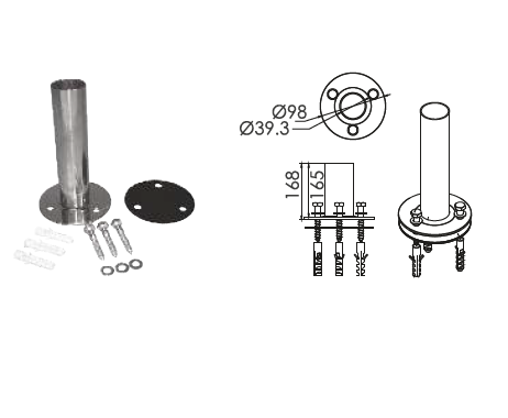 Adapter za flanšu za merdevine AISI316